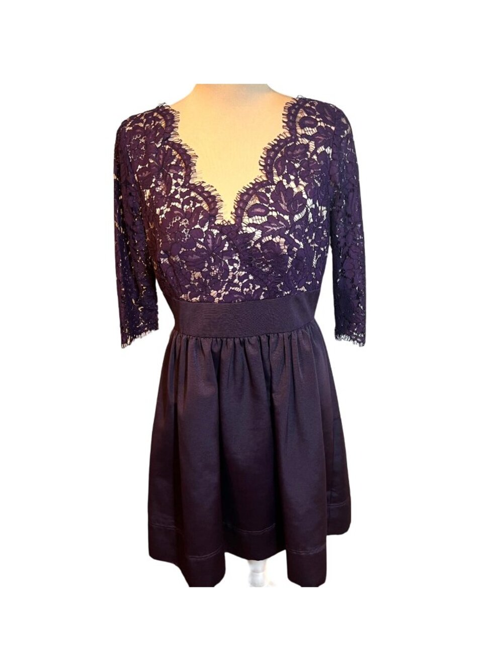 Eliza J Women’s Dress Size 10 Lace Bodice Full Skirt Purple Cocktail Wedding